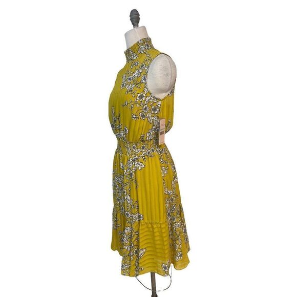 NANETTE LEPORE Gold smocked floral print Dress 8 - Picture 4 of 9